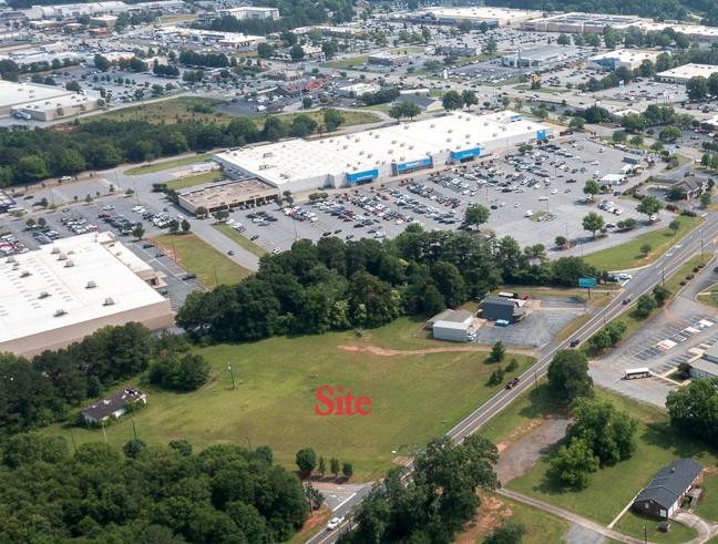 222 Brown Road Anderson, SC 29621 - Photo 11 of 12 An aerial view showcases a prime commercial lot surrounded by bustling retail and infrastructure.