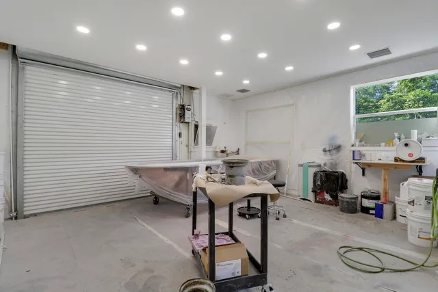 a workspace with furniture