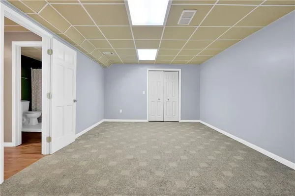 an empty room with windows