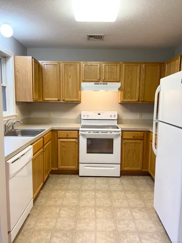 a kitchen with a stove sink and a refrigerator
