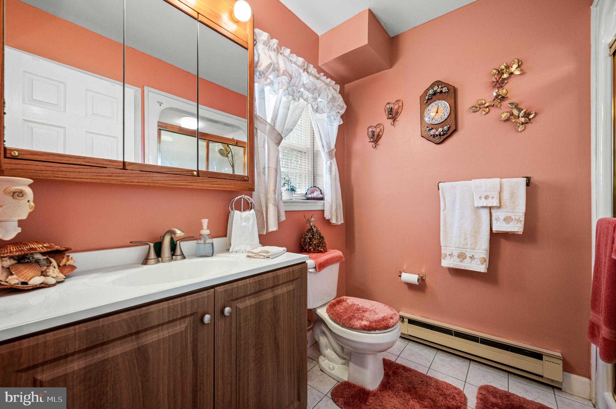 1548 County Line Road Bechtelsville, PA 19505 - Photo 20 of 31 a bathroom with a sink a toilet and mirror