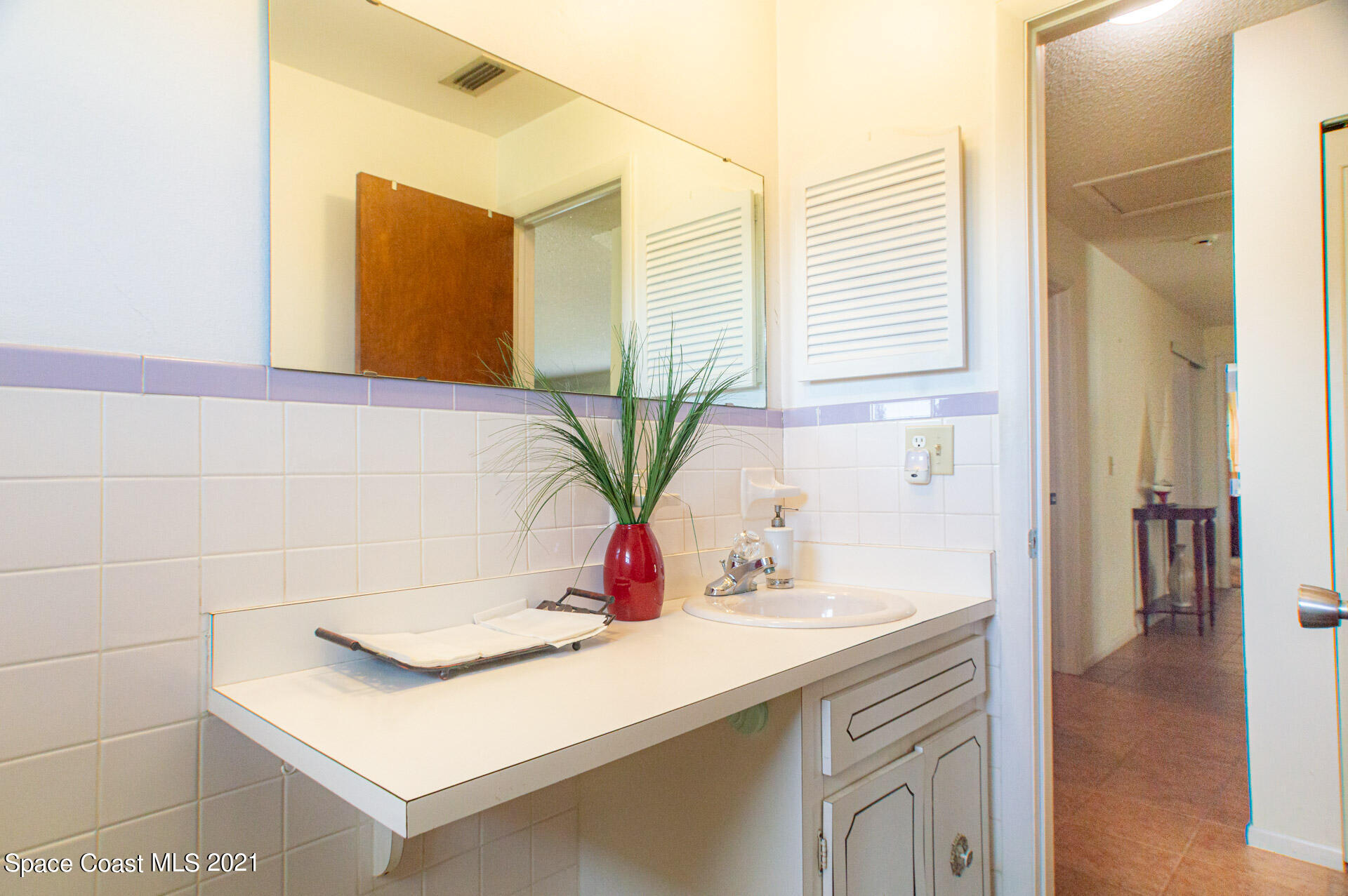 2435 Ricky Road Melbourne, FL 32935 - Photo 10 of 20 a bathroom with a sink and a mirror