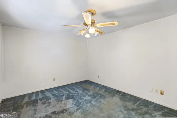 a view of a chandelier fan