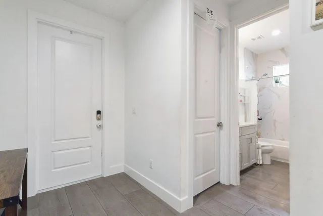 a view of a bathroom with a toilet sink
