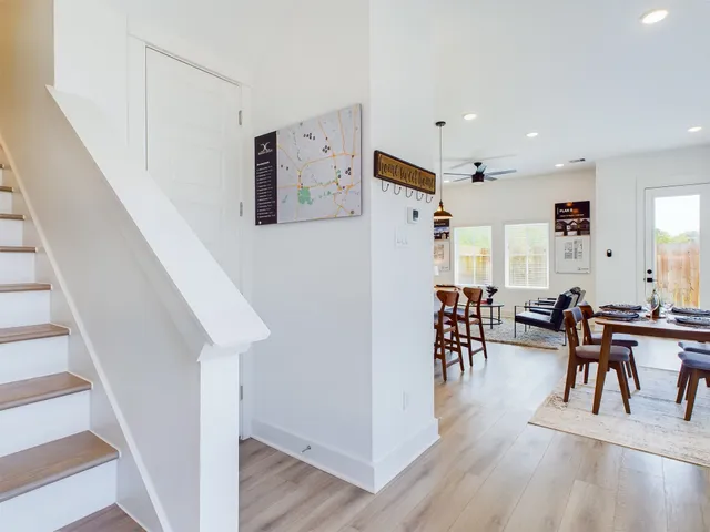 a view of residential houses with city view