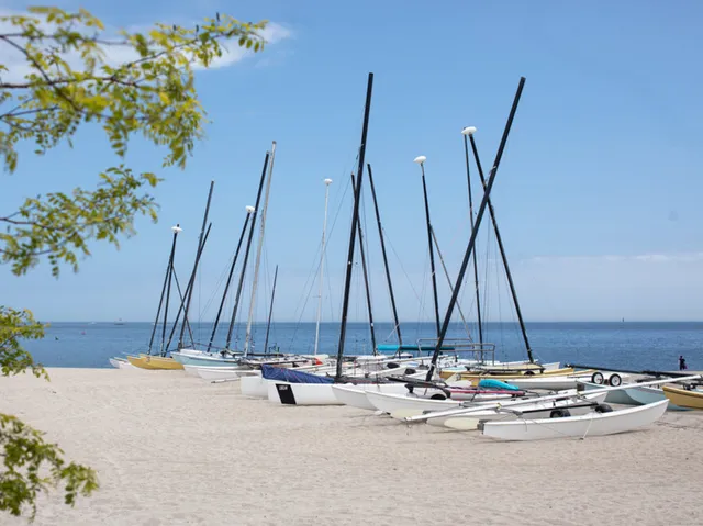 a view of a lake with a big yard and plants