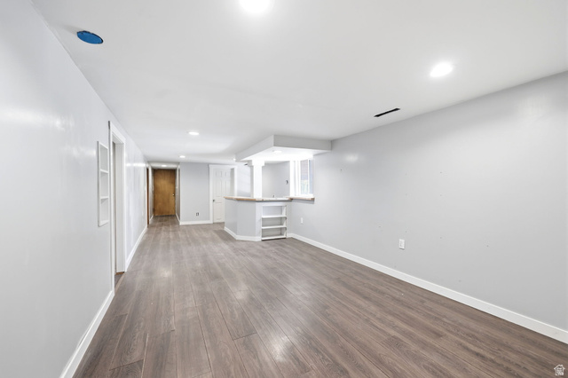 936 Chatelain Road Ogden, UT 84403 - Photo 16 of 33 Wood-finish flooring, recessed lighting, and a built-in bar with open shelving