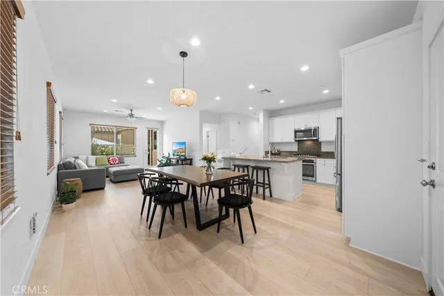 a view of a dining area with furniture