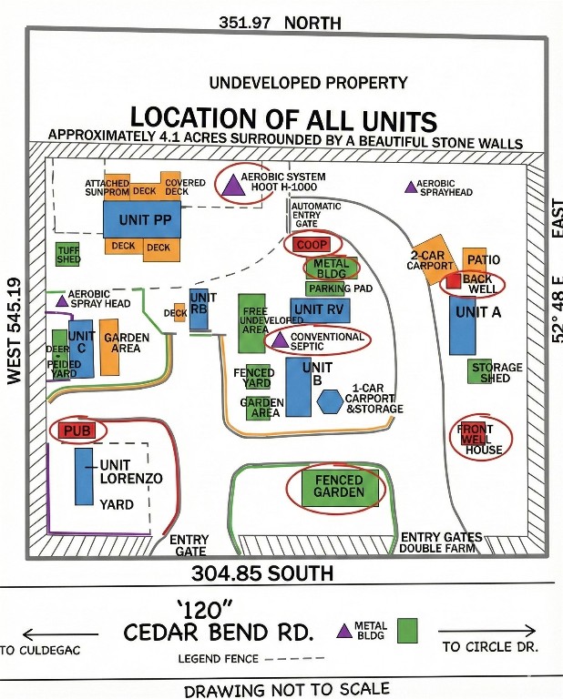 120 Cedar Bend Road Wimberley, TX 78676 - Photo 3 of 40 Unit Layout Map and undeveloped area consisting of +- 1 acre