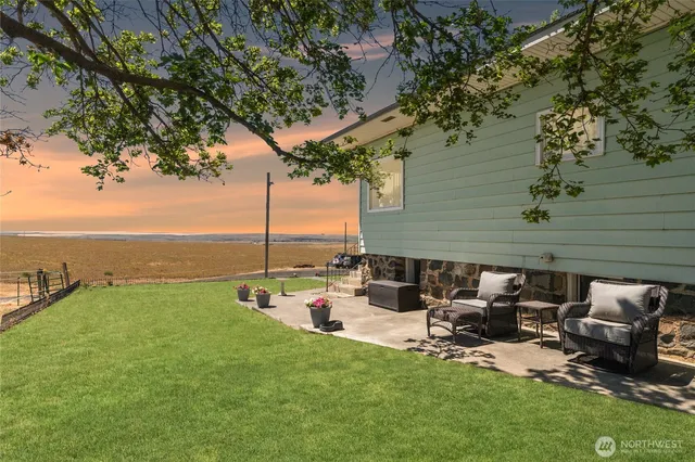 a view of a backyard with a deck