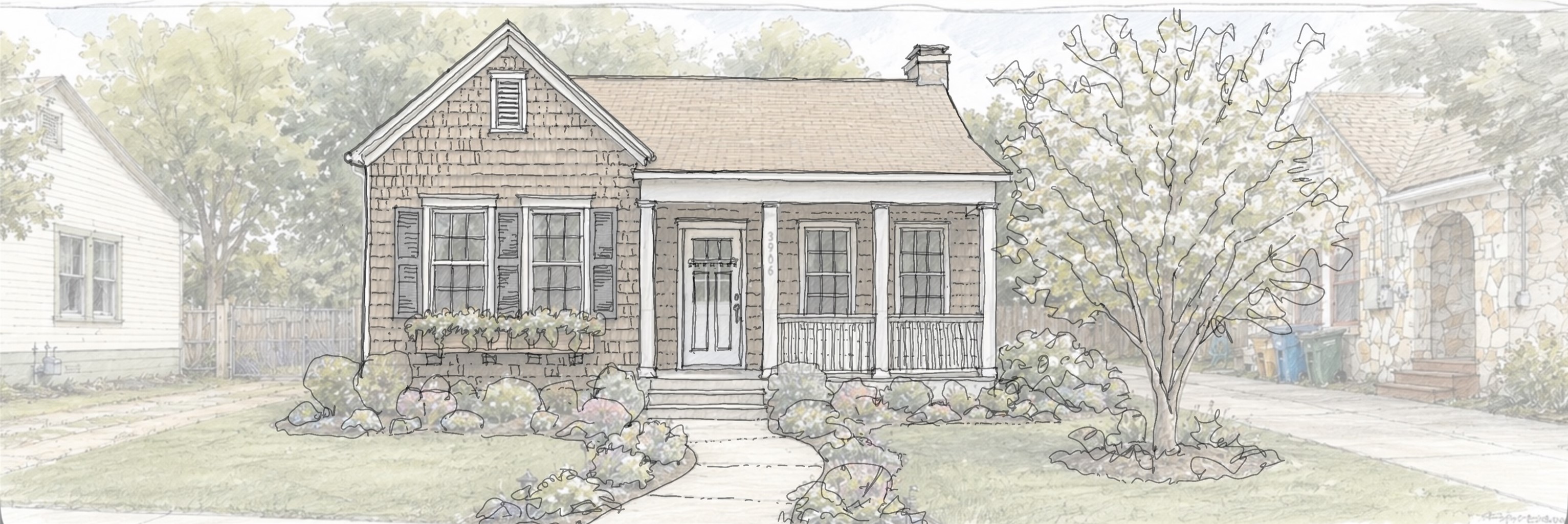 3906 Becker Avenue Austin, TX 78751 - Photo 2 of 11 An architectural rendering that illustrates the potential of this cottage.