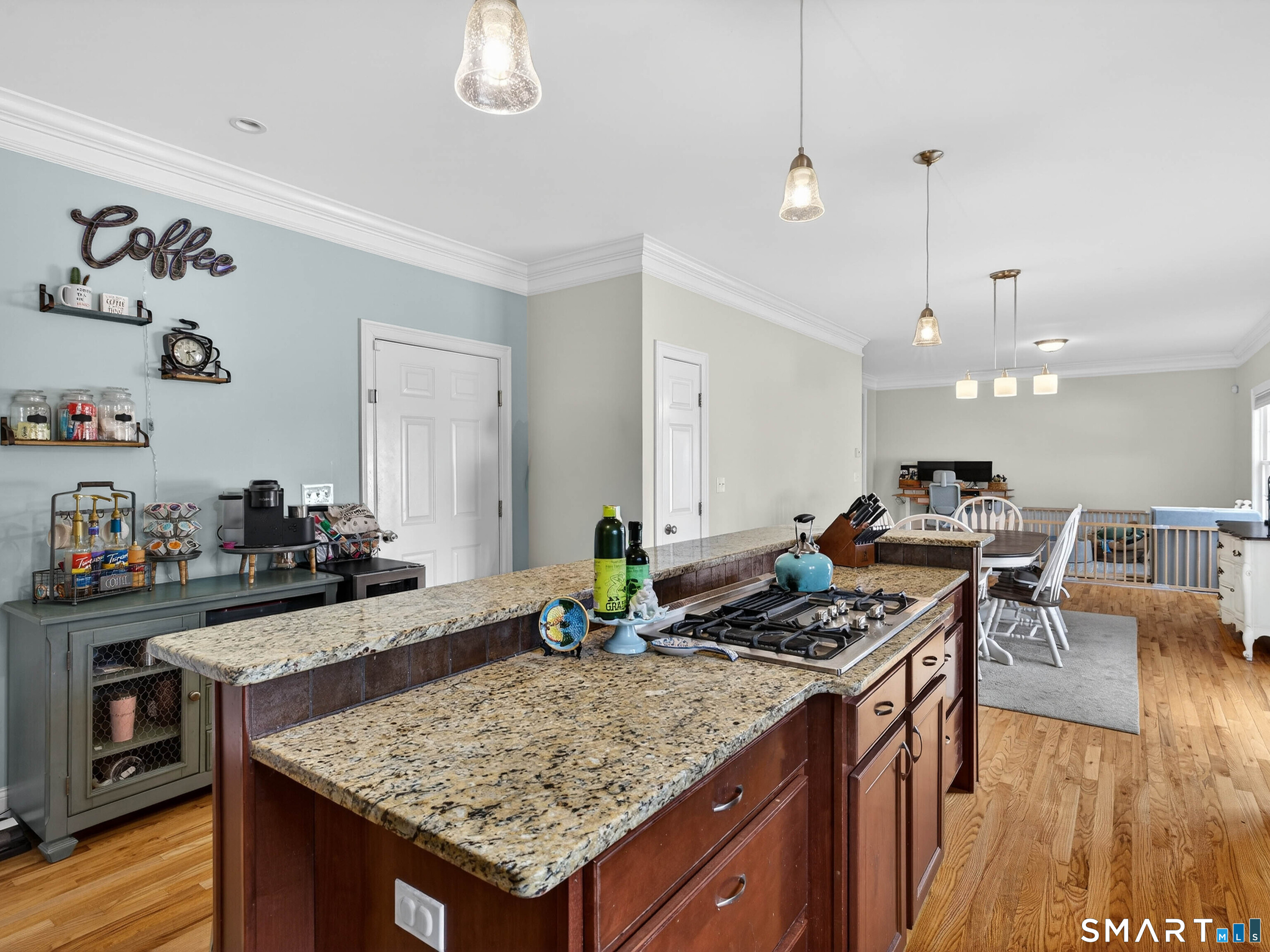 6 Constance Street New Haven, CT 06512 - Photo 13 of 39 a kitchen with stainless steel appliances granite countertop a stove a sink dishwasher and a dining table with wooden floor