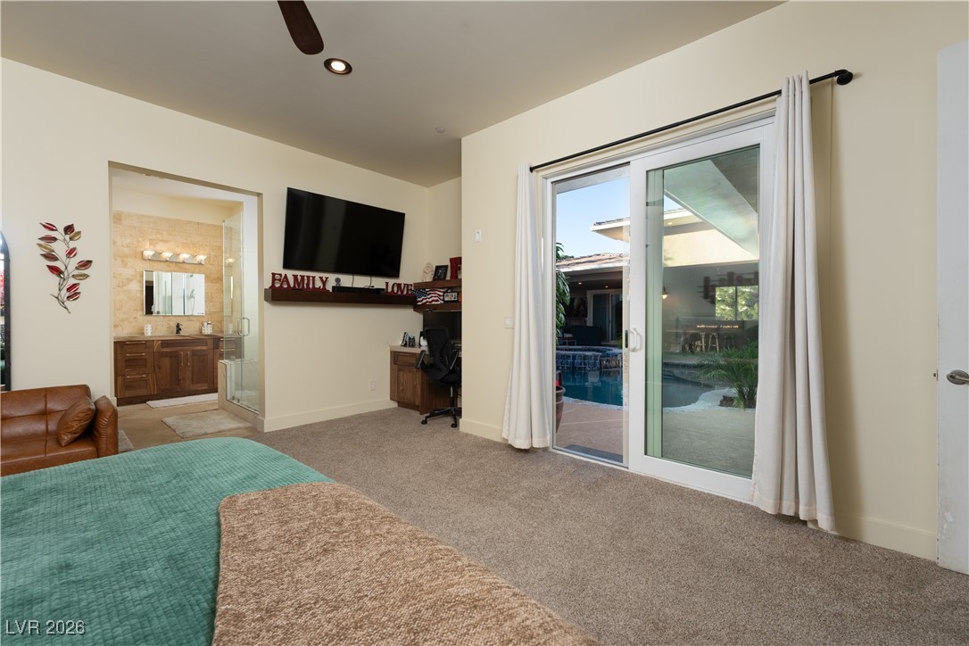 2817 High View Drive Henderson, NV 89014 - Photo 39 of 77 Carpeted bedroom with multiple windows, access to outside, and a ceiling fan