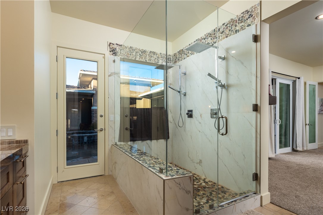 2817 High View Drive Henderson, NV 89014 - Photo 41 of 77 Full bath with vanity and a marble finish shower