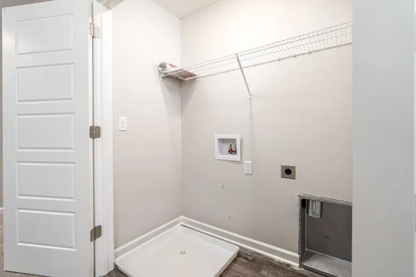a view of a room with cabinets