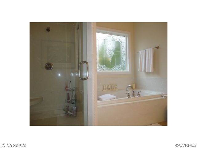 17911 Beach Road Chesterfield, VA 23838 - Photo 9 of 12 a bathroom with a sink a shower and a mirror