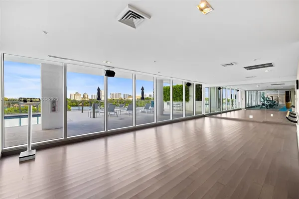 a room with gym equipment