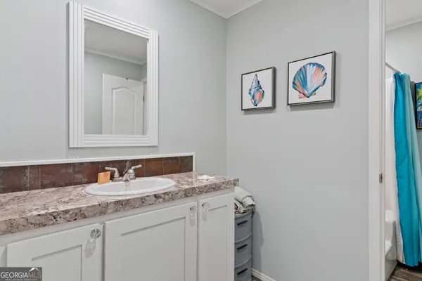a bathroom with a bathtub