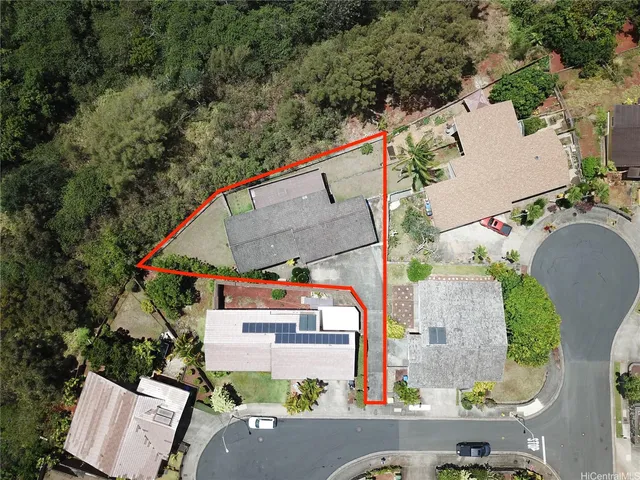 an aerial view of a house