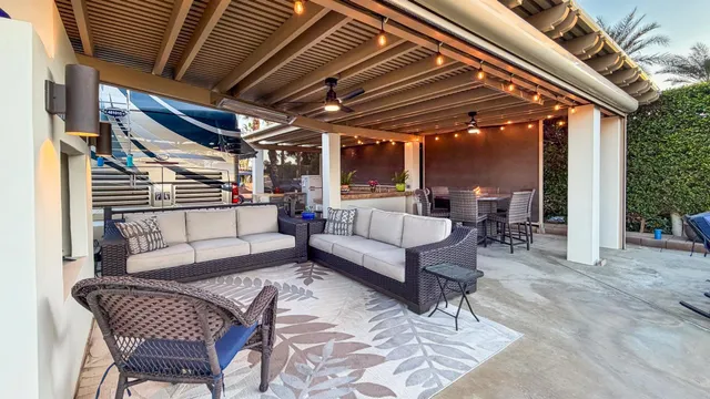 a outdoor living space with furniture