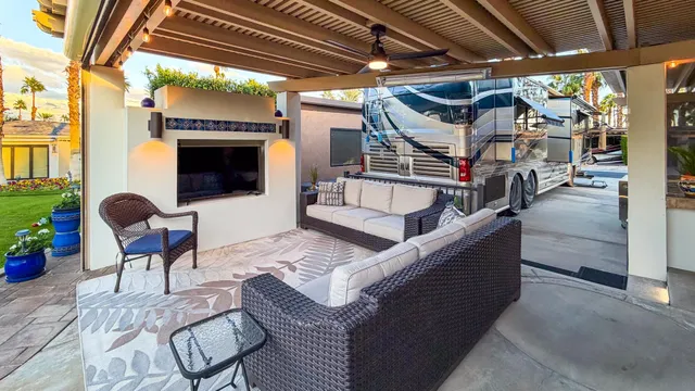 a outdoor space with patio lots of furniture