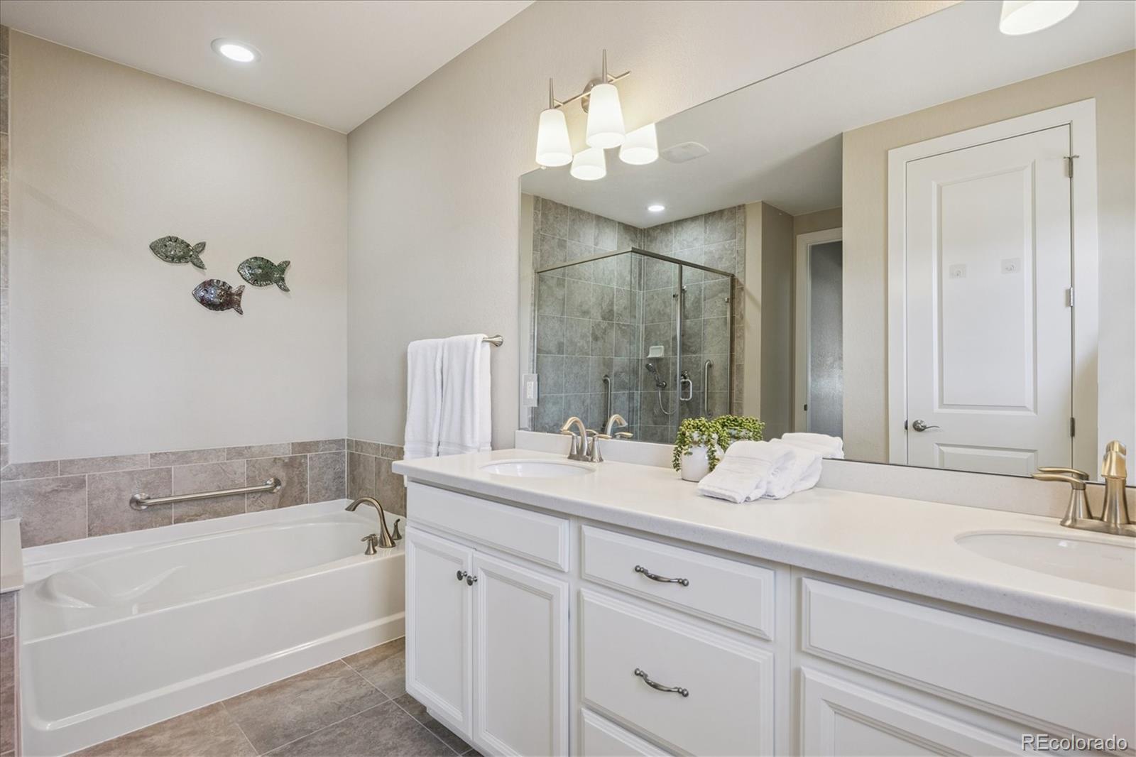 6667 Club Villa Road Parker, CO 80134 - Photo 26 of 50 a bathroom with a sink and a bathtub with mirror