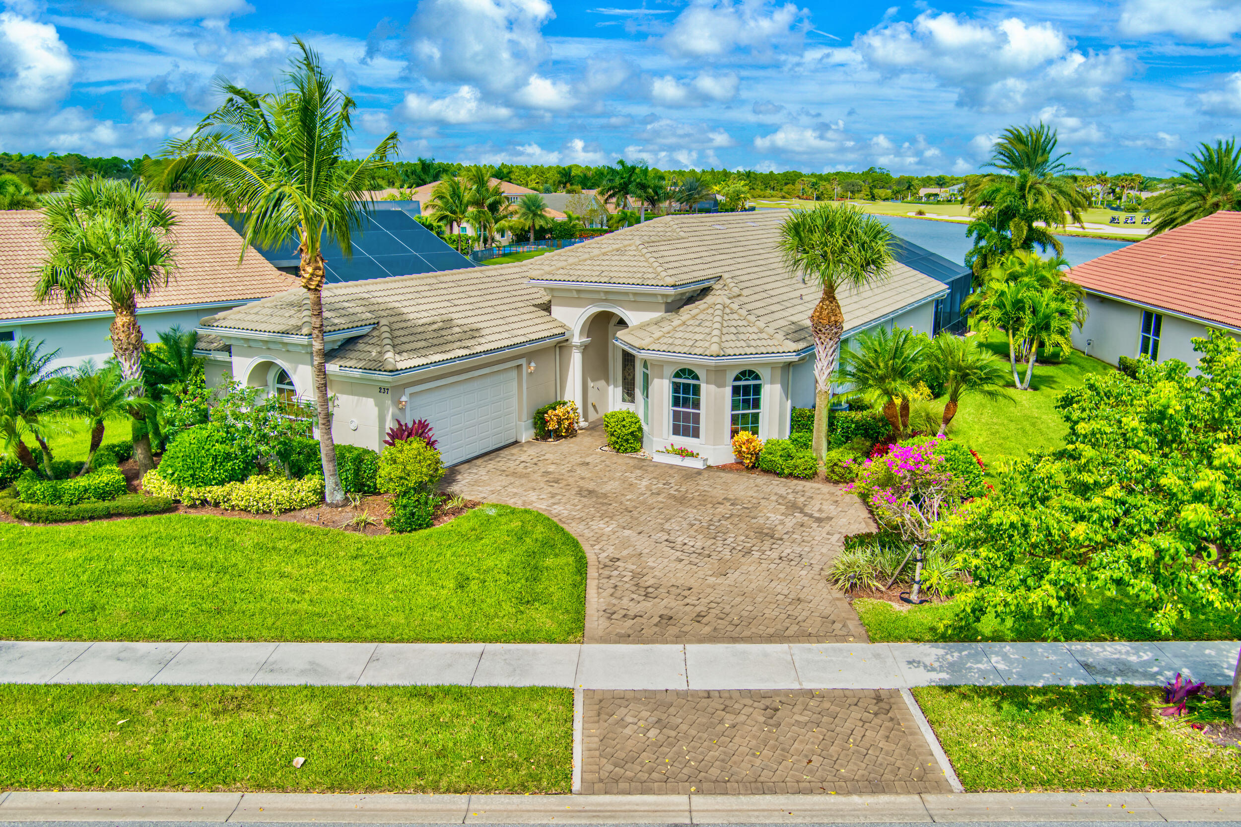 a house view with a garden space