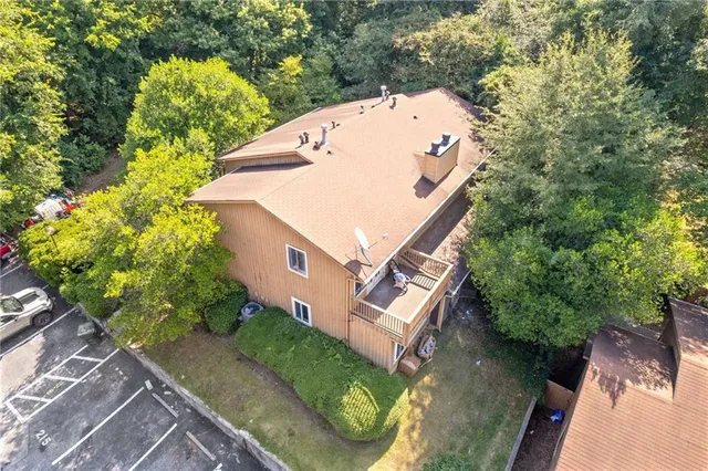 an aerial view of a house