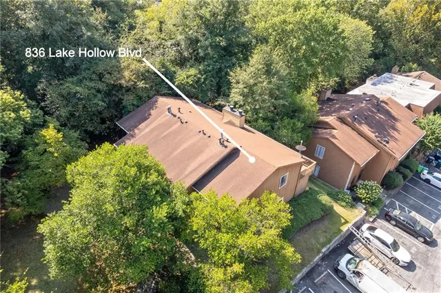 an aerial view of a house