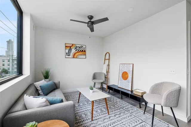 a living room with furniture