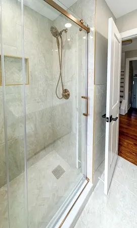 a bathroom with a shower