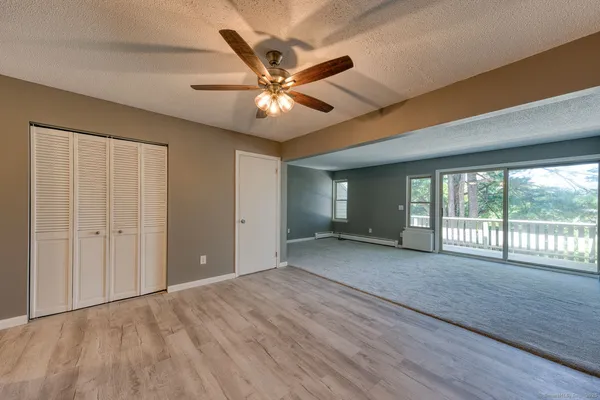 an empty room with windows