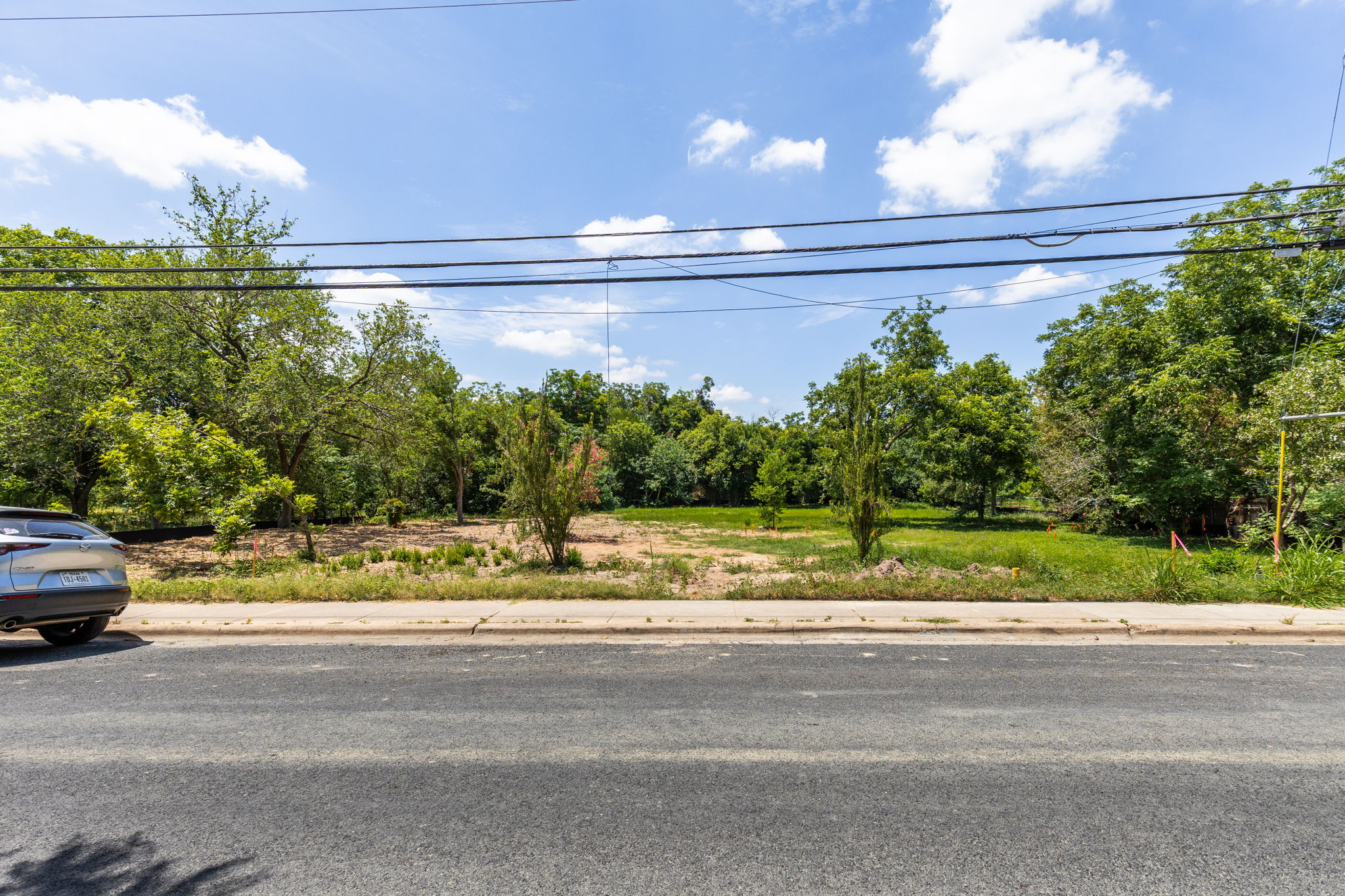 4801 Ledesma Road Austin, TX 78721 - Photo 5 of 24 A spacious, buildable lot awaits your vision, framed by mature trees and a clear sky.