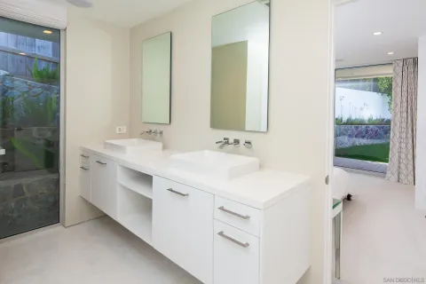 a bathroom with a bathtub