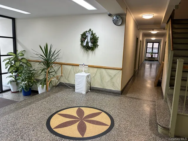 a view of a hallway to a house