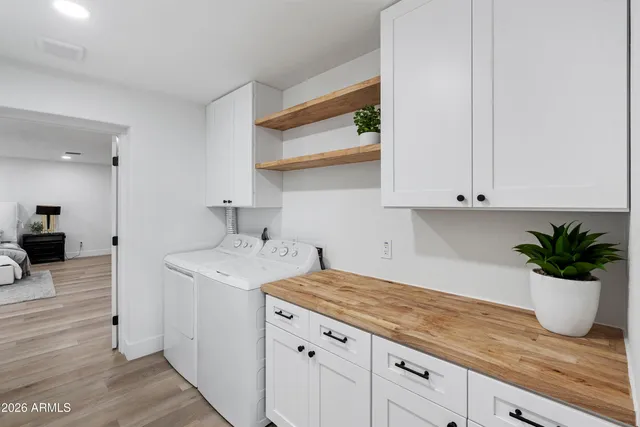 a kitchen with a sink a potted plant and cabinets