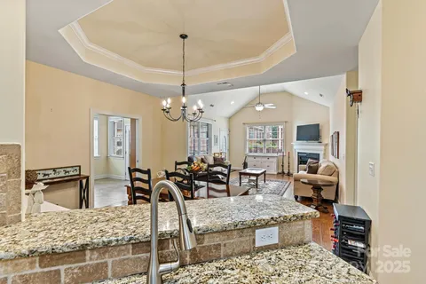a view of a dining room and livingroom