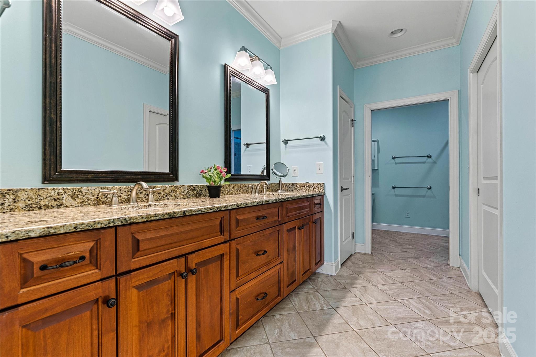 2369 Stardust Court Denver, NC 28037 - Photo 28 of 42 a bathroom with a granite countertop sink double and mirror