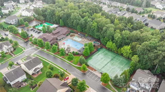 an aerial view of a house