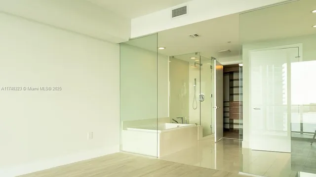 a bathroom with a bathtub