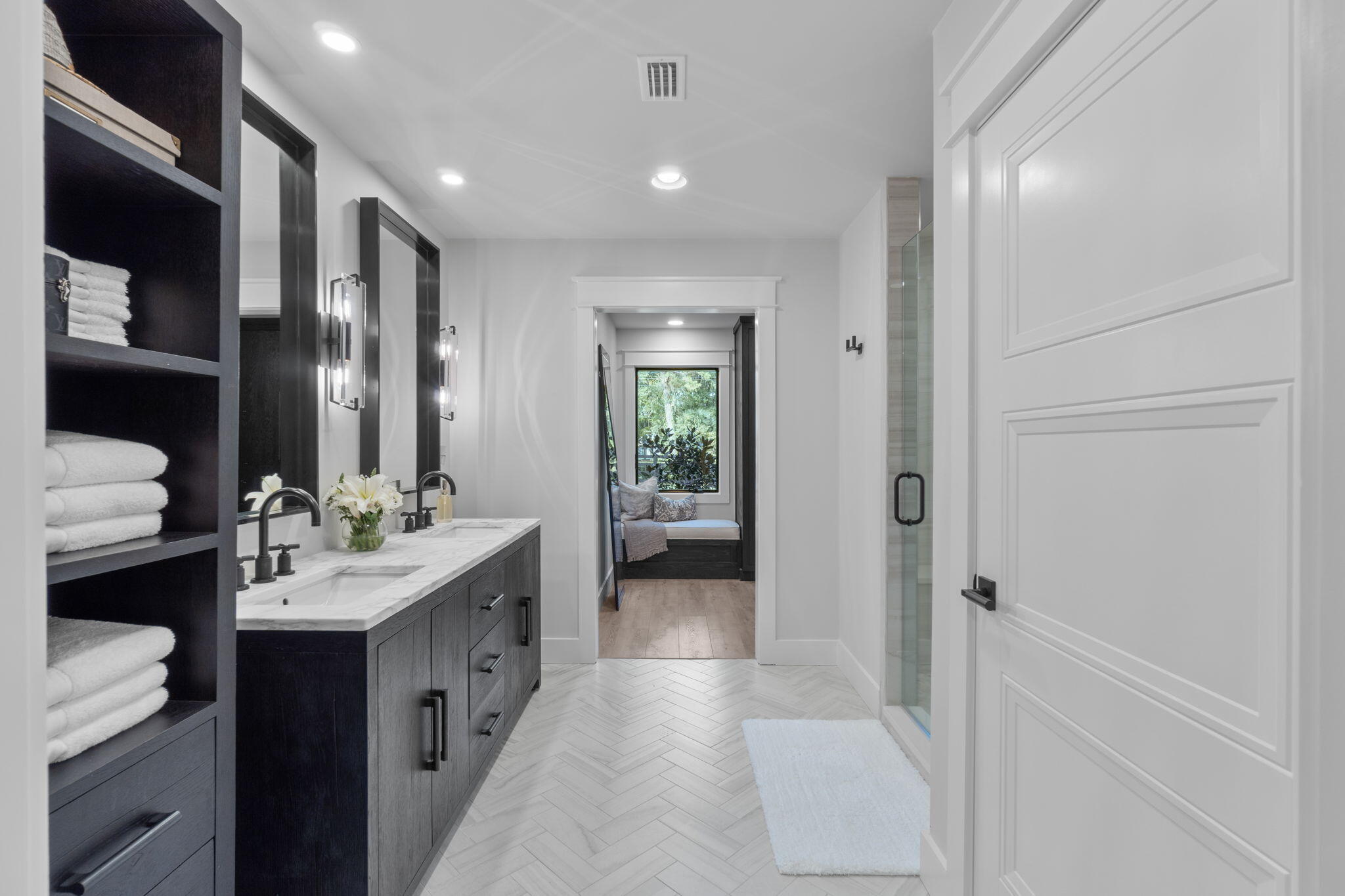 7423-7433 Highway 20 Freeport, FL 32439 - Photo 23 of 69 a bathroom with a double vanity sink a mirror and a bathtub