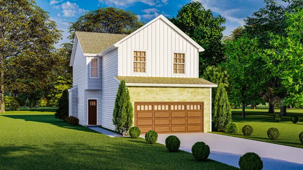 a front view of a house with a yard