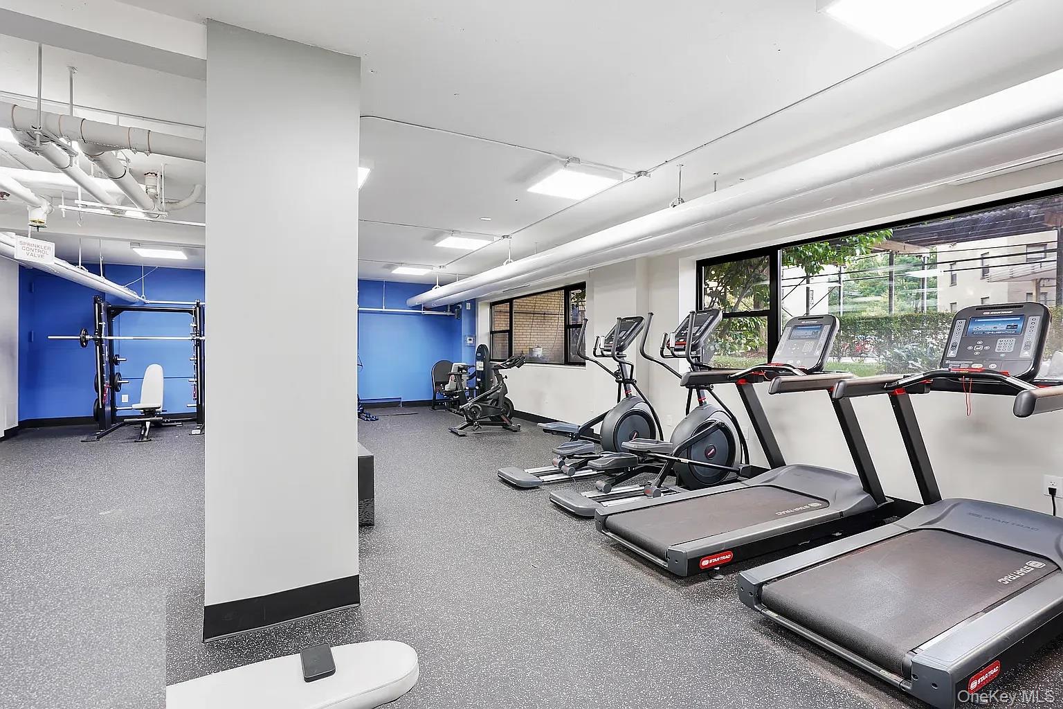 7 Fordham Hill Ovl, Unit 12G Bronx, NY 10468 - Photo 14 of 18 a room with gym equipment and a large window