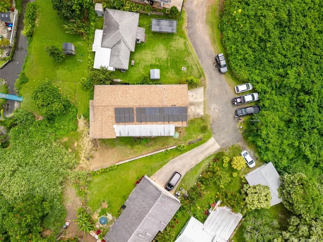 an aerial view of a house