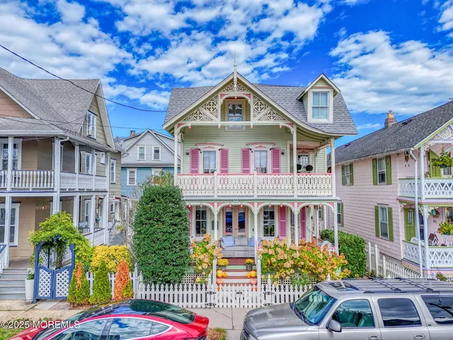 a front view of multiple houses