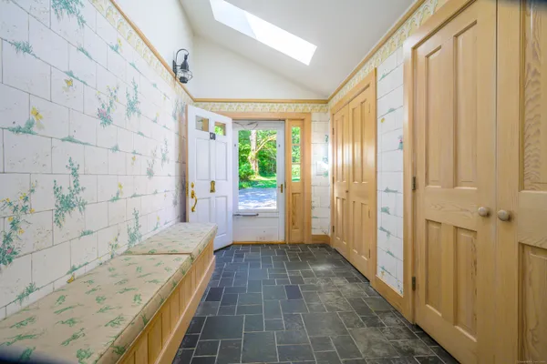 a bathroom with a bathtub and shower