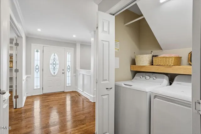 a view of a hallway with windows