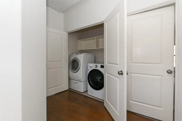 a utility room with dryer and washer