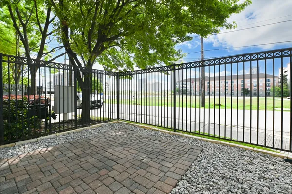 a view of a black gate