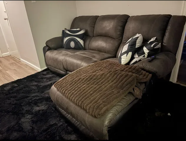 a close up of a couch